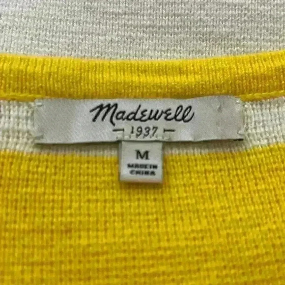 Madewell Yellow White Block Striped Wool Sweater - Picture 6 of 10